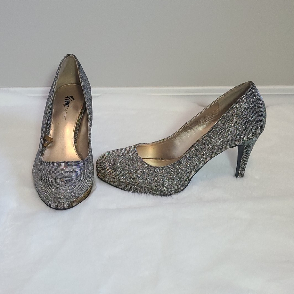Iridescent silver and gold stilettos